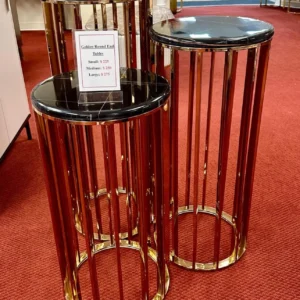 Golden Elegance Round End Table Set